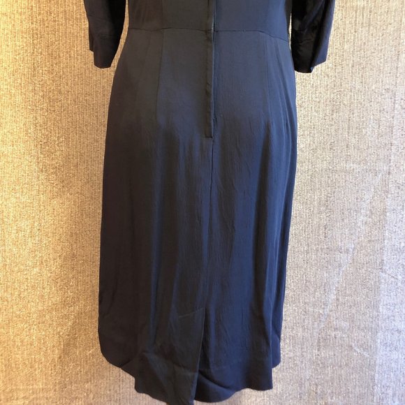 Antique Black Dress With Beaded Upper Bodice, Zippered Back and 3/4 Sleeves - Picture 8 of 16